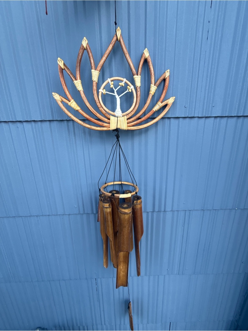 Lotus-Style Bamboo Wind Chime Wall Decor - Brown